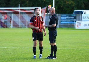 Whitstable Town v Glebe SCEFL Jamie Philpot Yellow Card ref